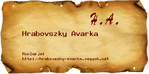 Hrabovszky Avarka névjegykártya